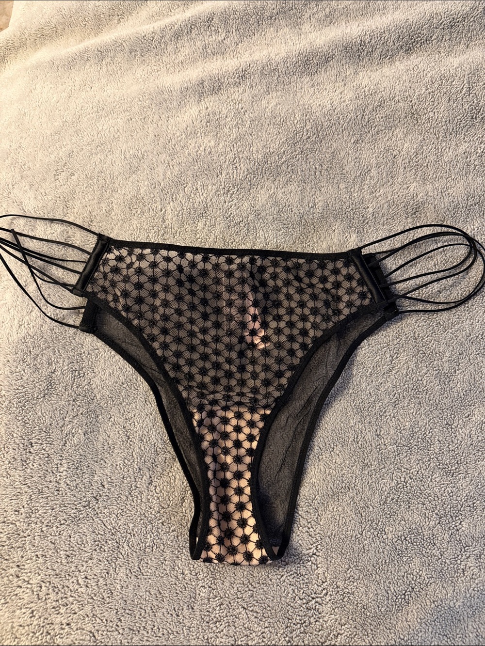 Victoria's Secret Black Sheer Floral Mesh Strappy Bikini